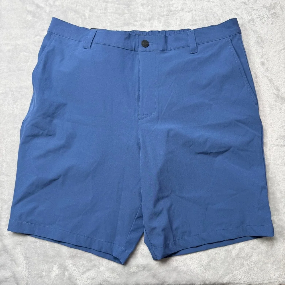 Banana Republic Mens Comfort Flat Front Shorts Blue Stretch Wicking Size 38